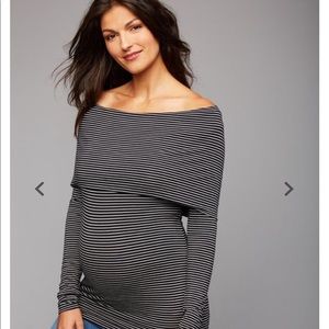 Cowl neck striped sweater by “A Pea in the Pod”
